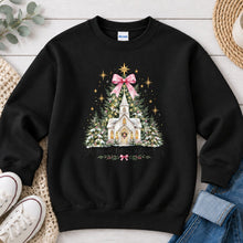 Load image into Gallery viewer, Oh Come Let Us Adore Him Church Christmas design on Black crewneck sweatshirt