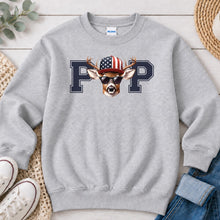 Load image into Gallery viewer, Pap Buck Hunting design on Ash Grey crewneck sweatshirt