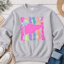 Load image into Gallery viewer, Pink Pennant Bows Graphic design on Ash Grey crewneck sweatshirt