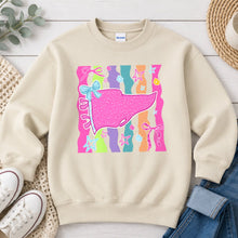 Load image into Gallery viewer, Pink Pennant Bows Graphic design on Sand crewneck sweatshirt