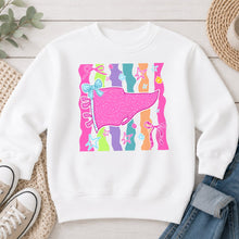 Load image into Gallery viewer, Pink Pennant Bows Graphic design on White crewneck sweatshirt