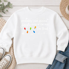 Load image into Gallery viewer, Probably Just Gonna Jingle Some Of The Way Christmas design on White crewneck sweatshirt
