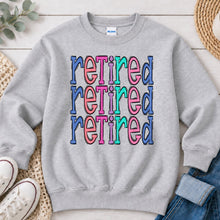 Load image into Gallery viewer, Retired Retired Retired Graphic design on Ash Grey crewneck sweatshirt
