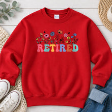 Load image into Gallery viewer, Retired Wildflowers Graphic design on Red crewneck sweatshirt