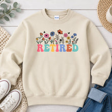 Load image into Gallery viewer, Retired Wildflowers Graphic design on Sand crewneck sweatshirt