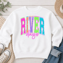 Load image into Gallery viewer, River Days Summer design on White crewneck sweatshirt