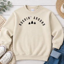 Load image into Gallery viewer, Rockin' Around Christmas design on Sand crewneck sweatshirt