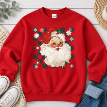 Load image into Gallery viewer, Santa Checkered Christmas design on Red crewneck sweatshirt