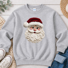 Load image into Gallery viewer, Santa Crochet Christmas design on Ash Grey crewneck sweatshirt