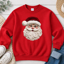 Load image into Gallery viewer, Santa Crochet Christmas design on Red crewneck sweatshirt