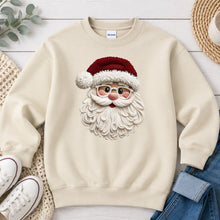 Load image into Gallery viewer, Santa Crochet Christmas design on Sand crewneck sweatshirt