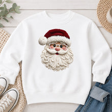 Load image into Gallery viewer, Santa Crochet Christmas design on White crewneck sweatshirt