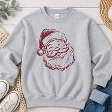 Load image into Gallery viewer, Santa Face Sketch Christmas design on Ash Grey crewneck sweatshirt