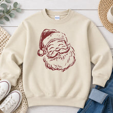 Load image into Gallery viewer, Santa Face Sketch Christmas design on Sand crewneck sweatshirt