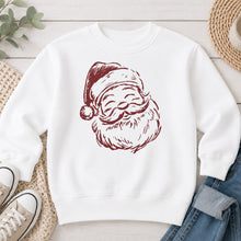 Load image into Gallery viewer, Santa Face Sketch Christmas design on White crewneck sweatshirt