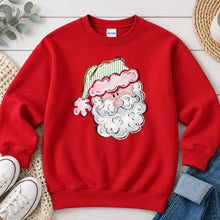 Load image into Gallery viewer, Santa Green Hat Christmas design on Red crewneck sweatshirt