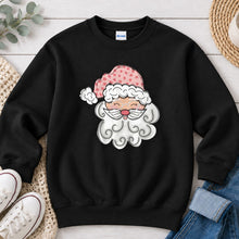 Load image into Gallery viewer, Santa Sketch Christmas design on Black crewneck sweatshirt