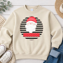 Load image into Gallery viewer, Santa Stripes Polka Banner Christmas design on Sand crewneck sweatshirt