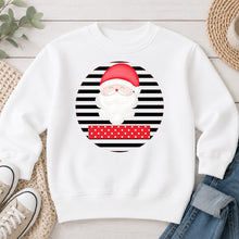Load image into Gallery viewer, Santa Stripes Polka Banner Christmas design on White crewneck sweatshirt
