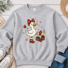 Load image into Gallery viewer, Silly Goose On The Loose Christmas design on Ash Grey crewneck sweatshirt