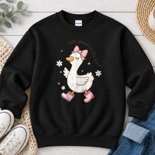 Load image into Gallery viewer, Silly Goose On The Loose Graphic design on Black crewneck sweatshirt