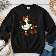 Load image into Gallery viewer, Silly Goose On The Loose Christmas design on Black crewneck sweatshirt