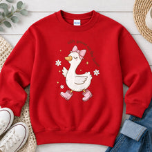 Load image into Gallery viewer, Silly Goose On The Loose Graphic design on Red crewneck sweatshirt