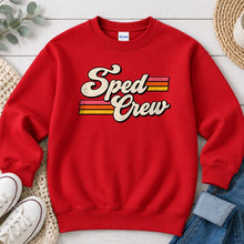 Load image into Gallery viewer, Sped Crew Teacher design on Red crewneck sweatshirt
