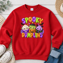 Load image into Gallery viewer, Spooky Dumplings Halloween design on Red crewneck sweatshirt