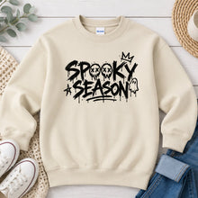 Load image into Gallery viewer, Spooky Season Graffiti Halloween design on Sand crewneck sweatshirt