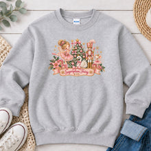 Load image into Gallery viewer, Sugarplum Fairy And Co Christmas design on Ash Grey crewneck sweatshirt