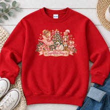 Load image into Gallery viewer, Sugarplum Fairy And Co Christmas design on Red crewneck sweatshirt