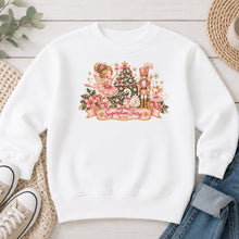 Load image into Gallery viewer, Sugarplum Fairy And Co Christmas design on White crewneck sweatshirt