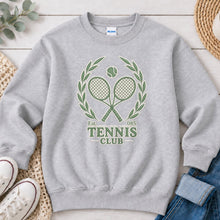 Load image into Gallery viewer, Tennis Club Sports design on Ash Grey crewneck sweatshirt