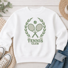 Load image into Gallery viewer, Tennis Club Sports design on White crewneck sweatshirt
