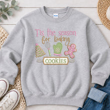 Load image into Gallery viewer, Tis The Season For Baking Christmas design on Ash Grey crewneck sweatshirt