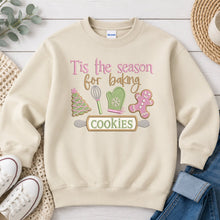 Load image into Gallery viewer, Tis The Season For Baking Christmas design on Sand crewneck sweatshirt