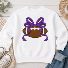 Load image into Gallery viewer, Football Purple Bow White