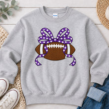 Load image into Gallery viewer, Football Polka Dot Bow Ash Grey