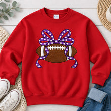 Load image into Gallery viewer, Football Polka Dot Bow Red