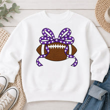 Load image into Gallery viewer, Football Polka Dot Bow White