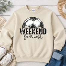 Load image into Gallery viewer, Weekend Forecast Soccer Sports design on Sand crewneck sweatshirt