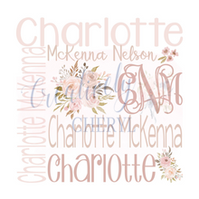 Load image into Gallery viewer, Personalized Baby Girl Monogrammed Name Floral Wreath CHARLOTTE