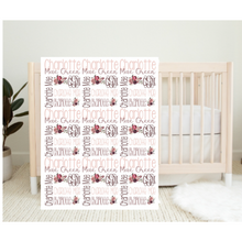 Load image into Gallery viewer, Personalized Name Monogram Girl Blanket Mauve Pink Floral Blanket CHARLOTTE