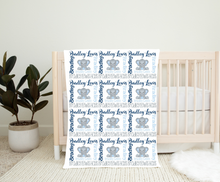 Load image into Gallery viewer, Personalized Name Blanket boy Blue Elephant BRADLEY