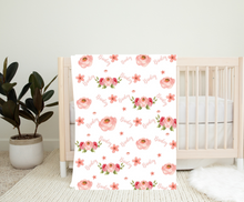 Load image into Gallery viewer, Personalized Name Coral Floral Blanket BRINLEY