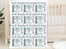 Load image into Gallery viewer, Personalized Baby Boy Blanket Initial Antler WADE