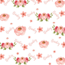 Load image into Gallery viewer, Personalized Name Coral Floral Blanket BRINLEY