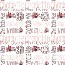 Load image into Gallery viewer, Personalized Name Monogram Girl Blanket Mauve Pink Floral Blanket CHARLOTTE