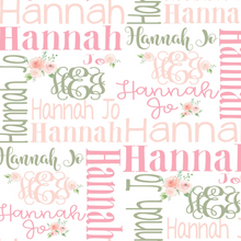 Load image into Gallery viewer, Personalized Name Blanket Girl Pink Coral Green Floral HANNAH